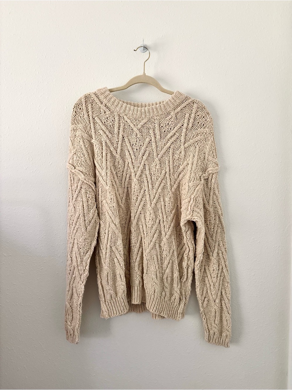Free People Sweater Tunic Isla Cable Cream